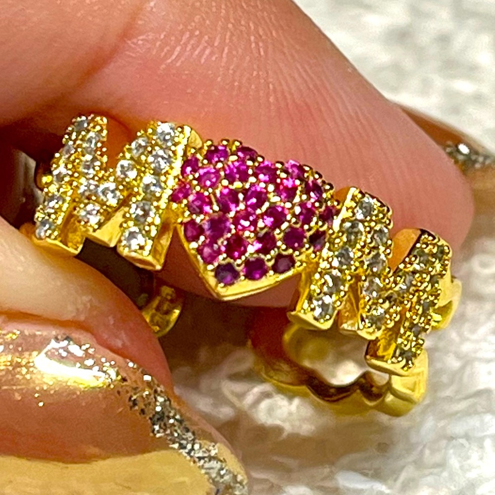 Gold over Sterling ring with pave rhinestones